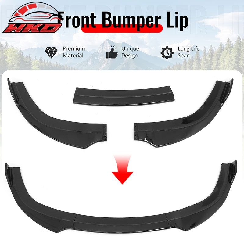 Fits 12-14 Chrysler 300 SRT8 3PCS Front Bumper Lip Lower Spoiler Gloss Black PP