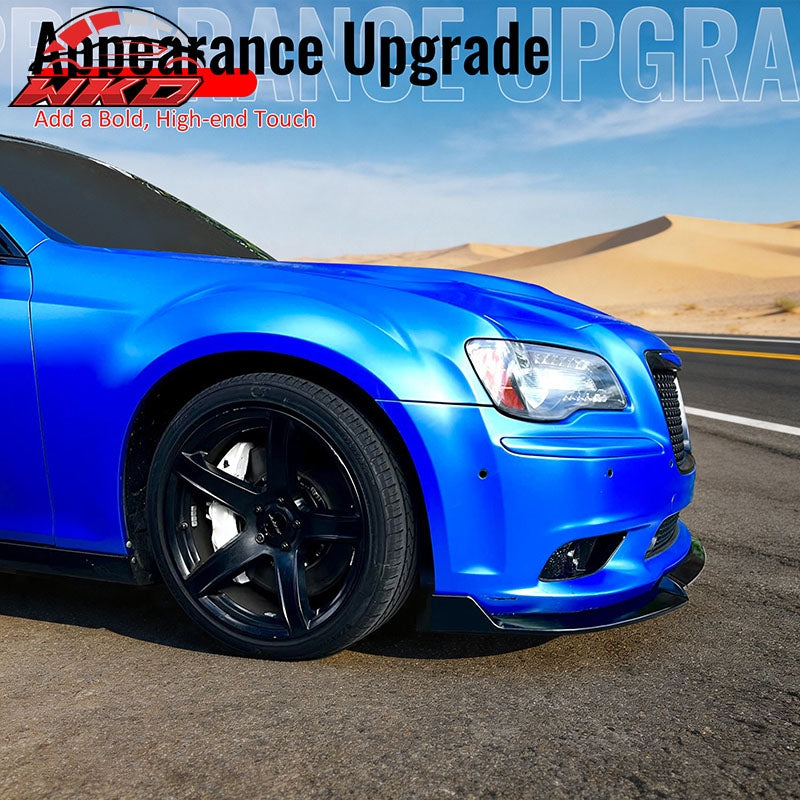 Fits 12-14 Chrysler 300 SRT8 3PCS Front Bumper Lip Lower Spoiler Gloss Black PP