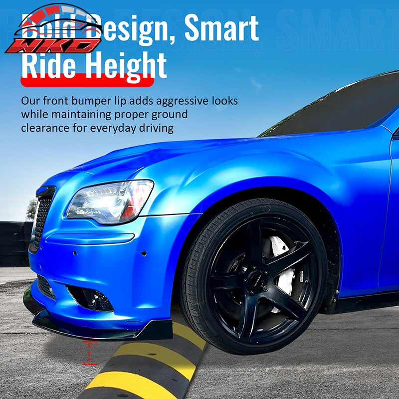 Fits 12-14 Chrysler 300 SRT8 3PCS Front Bumper Lip Lower Spoiler Gloss Black PP