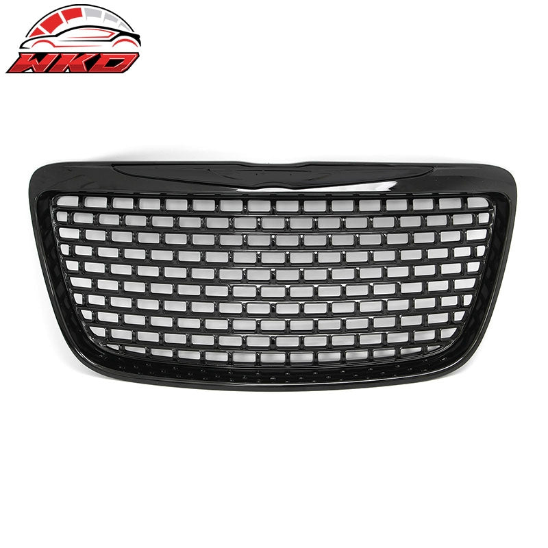 Fits 11-14 Chrysler 300 SRT8 Style Front Bumper Upper Grille Gloss Black ABS