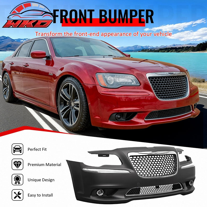 Wholesale 11-14 Chrysler 300 SRT8 Style Front Bumper w/ Chrome& Gloss Black Grille - Wikond Auto