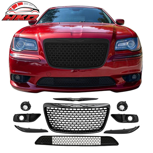 Wholesale 11-14 Chrysler 300 SRT8 Gloss Black Front Upper Lower Grille w/ Fog Lights - Wikond Auto