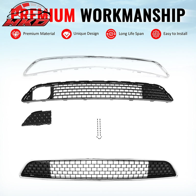 Fits 11-14 Chrysler 300 SRT8 Lower Grille Chrome& Gloss Black ABS - SRT8 Style