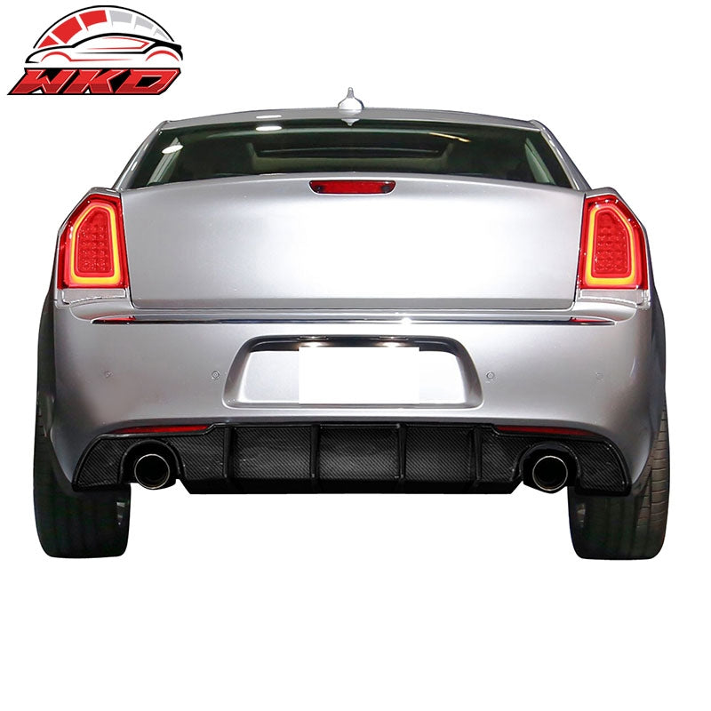 Fits 15-23 Chrysler 300 Shark Fin Rear Bumper Lip Diffuser PP Carbon Fiber Print