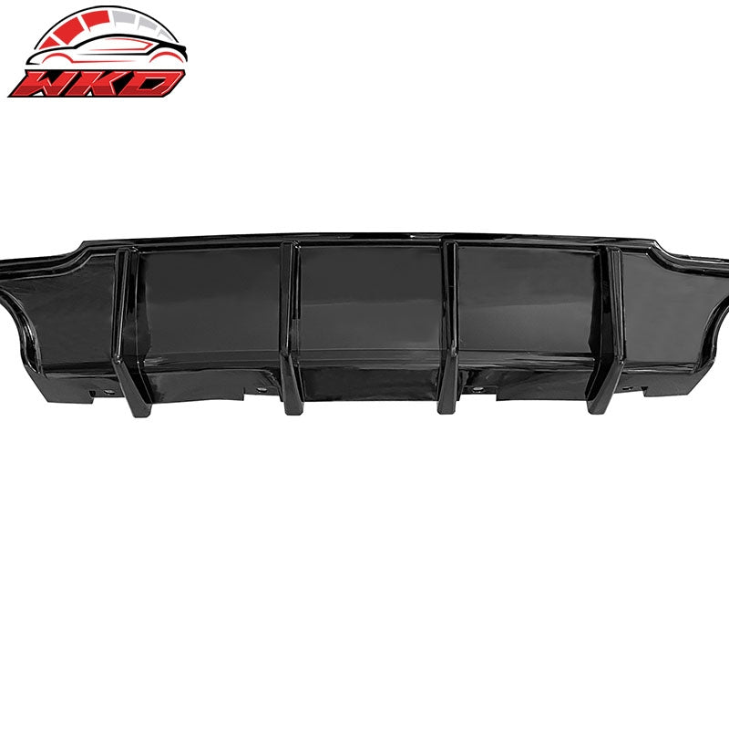 Fits 15-23 Chrysler 300 Gloss Black 4 Shark Fin Rear Bumper Lip Diffuser PP