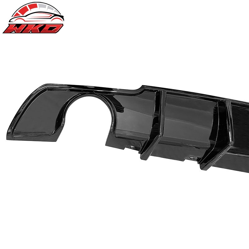 Fits 15-23 Chrysler 300 Gloss Black 4 Shark Fin Rear Bumper Lip Diffuser PP