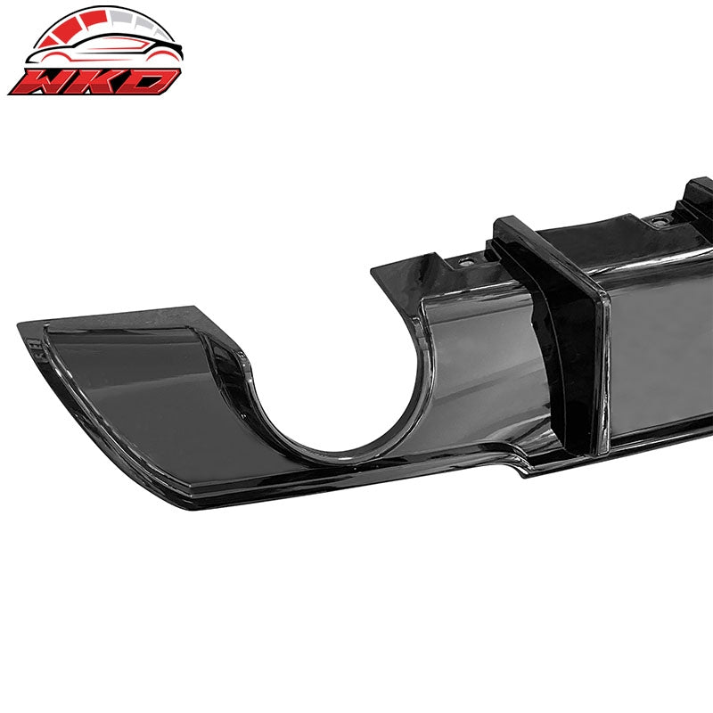 Fits 15-23 Chrysler 300 Gloss Black 4 Shark Fin Rear Bumper Lip Diffuser PP