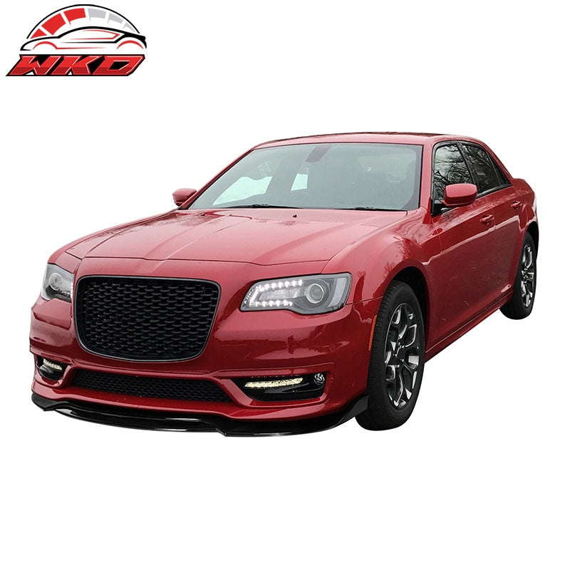 Fits 15-23 Chrysler 300 V2 Style Gloss Black Front Bumper Lip Spoiler PP