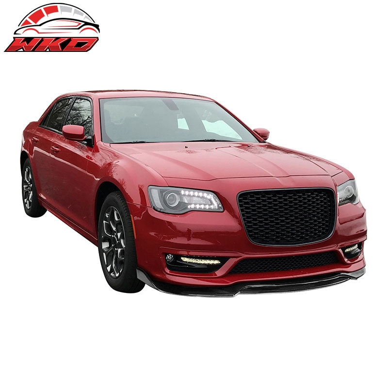 Fits 15-23 Chrysler 300 V2 Style Front Bumper Lip Spoiler Support PP Matte Black