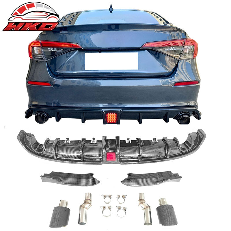 Wholesale 22-26 Civic EX/Touring/Si Rear Aprons+Diffuser W/LED+Tip Carbon Fiber Print