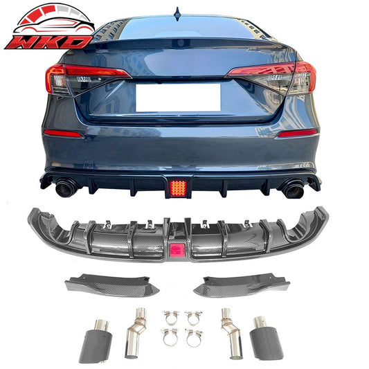 Wholesale 22-26 Civic EX/Touring/Si Rear Aprons+Diffuser W/LED+Tip Carbon Fiber Print