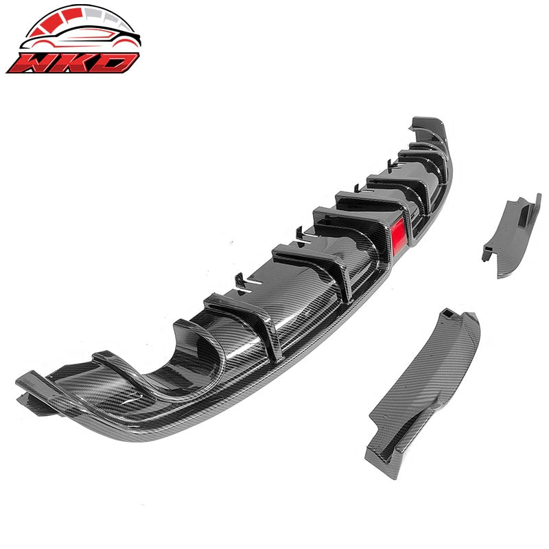 Fits 22-26 Civic EX/Touring/Si Rear Aprons+Diffuser W/LED+Tip Carbon Fiber Print