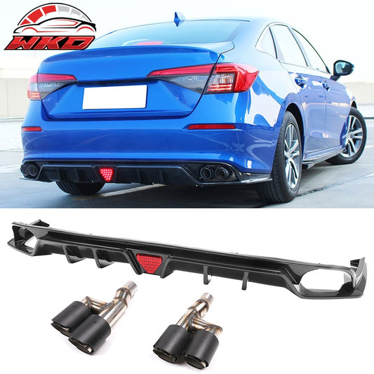 Wholesale 22-26 Civic EX/Touring/Si Carbon Fiber Print Rear Bumper Lip W/Exhaust Tips