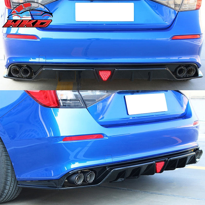 Wholesale 22-26 Civic EX/Touring/Si Carbon Fiber Print Rear Bumper Lip W/Exhaust Tips - Wikond Auto