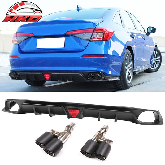Wholesale 22-26 Civic EX/Touring/Si Matte Black Rear Bumper Lip W/Quad Exhaust Tip PP