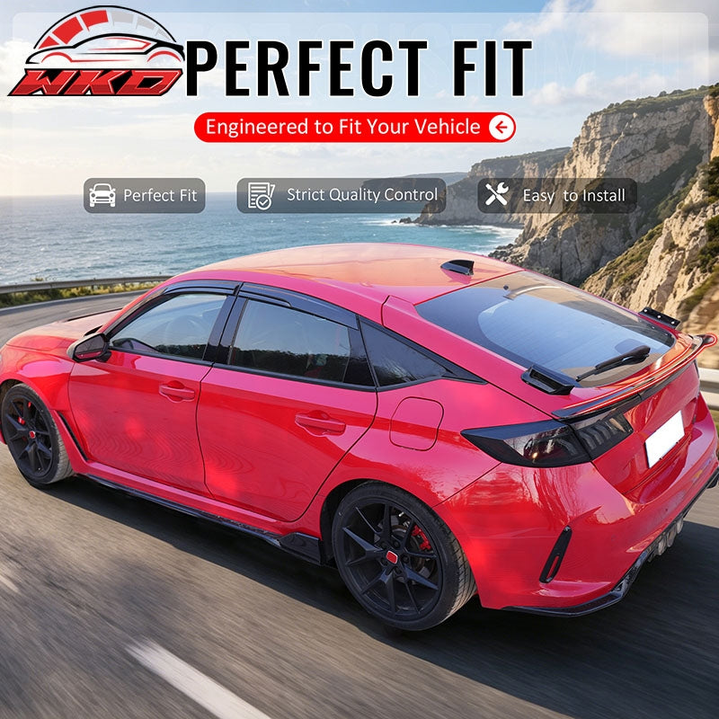 For 22-26 Civic FL Type R Hatchback V Style Trunk Spoiler Carbon Fiber Print ABS