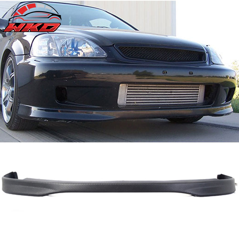 Fits 01-03 Honda Civic 2Dr 4Dr Type R BM Style Front Bumper Lip - PU CF Texture