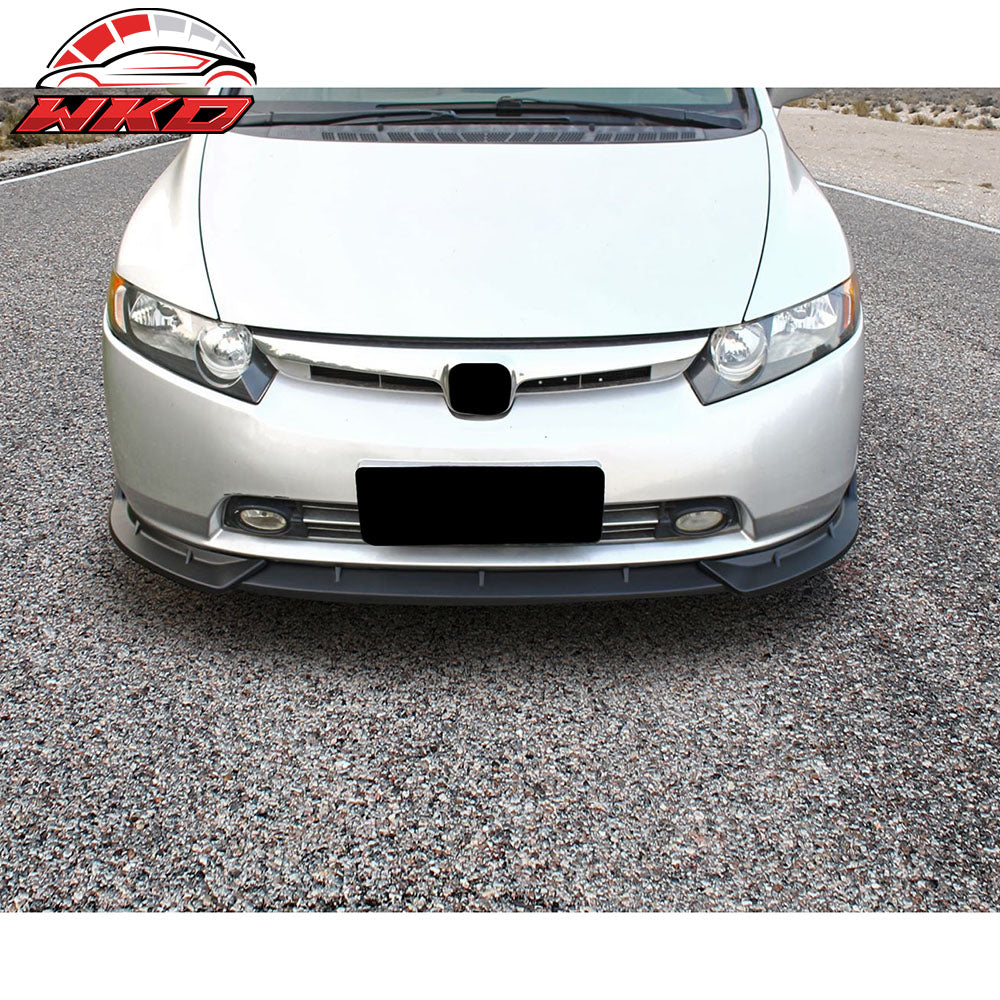 Fits 06-08 Honda Civic Sedan IKON Style Matte Black Front Bumper Lip Spoiler 3PC
