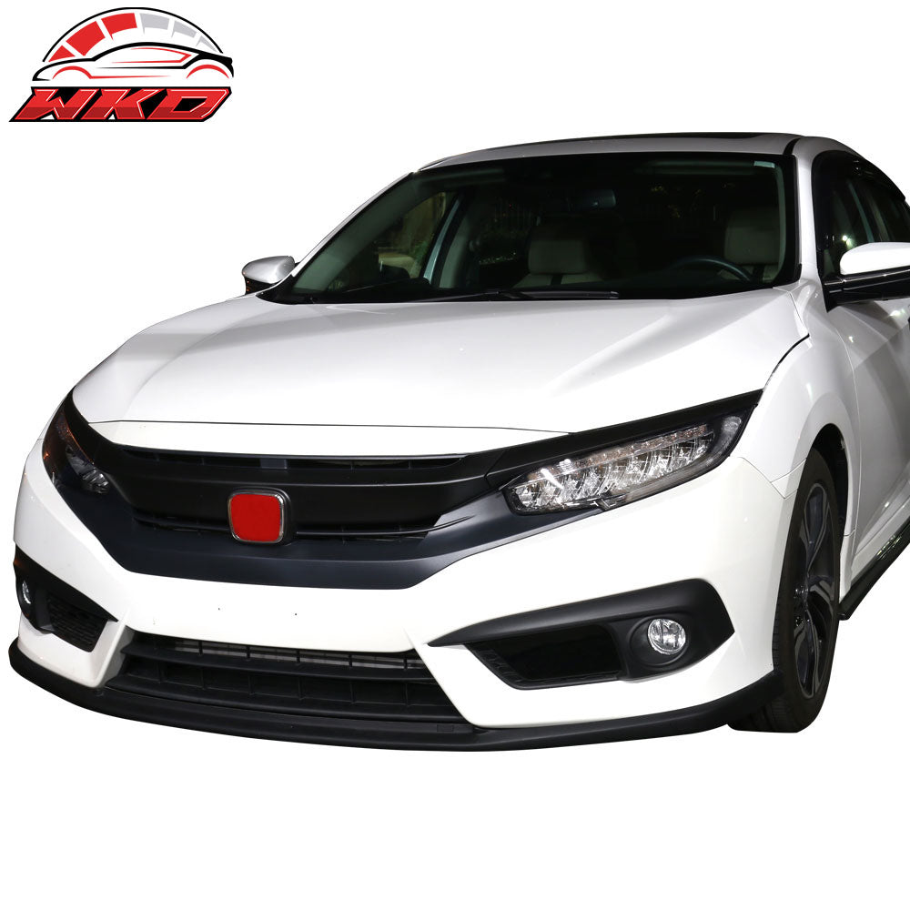 Fits 16-18 Honda Civic 10th Gen TCS Style Front Bumper Lip Splitter Spoiler PU