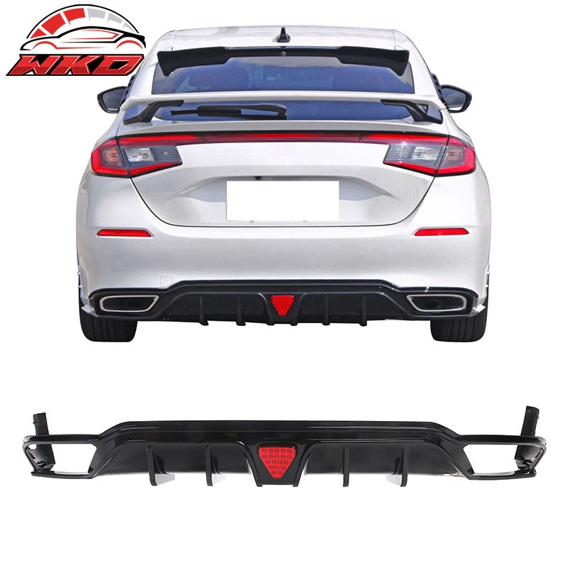 Wholesale 22-24 Civic Hatchback Gloss Black Rear Bumper Diffuser W/ Corner Spats PP