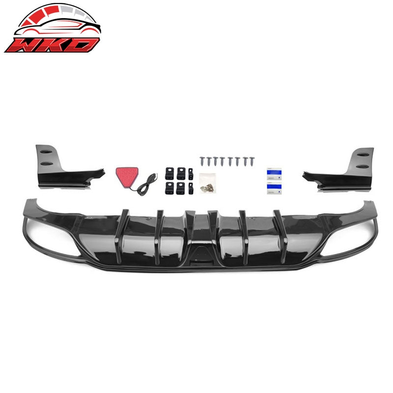 Fits 22-24 Civic Hatchback Gloss Black Rear Bumper Diffuser W/ Corner Spats PP