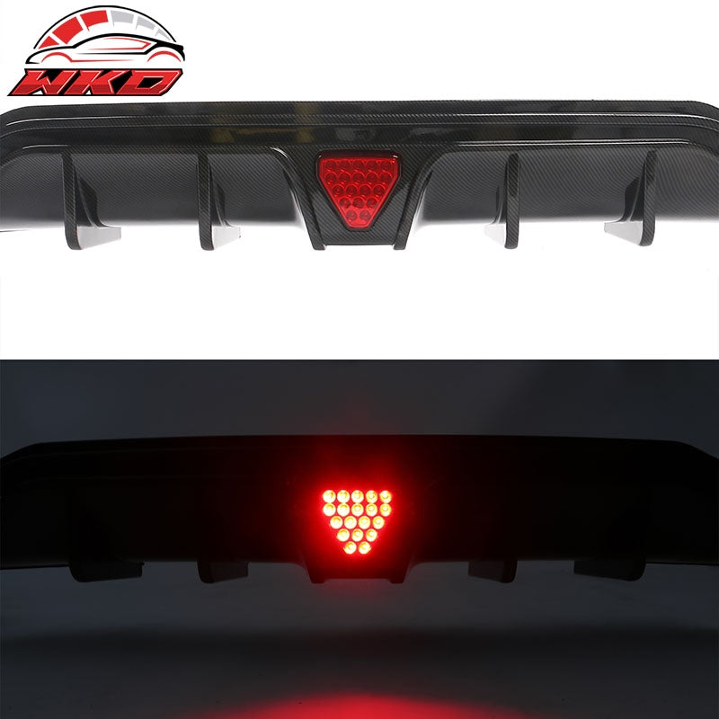 For 22-26 Civic Sport LX EX-L Carbon Fiber Print Rear Diffuser W/ Corner Spat PP