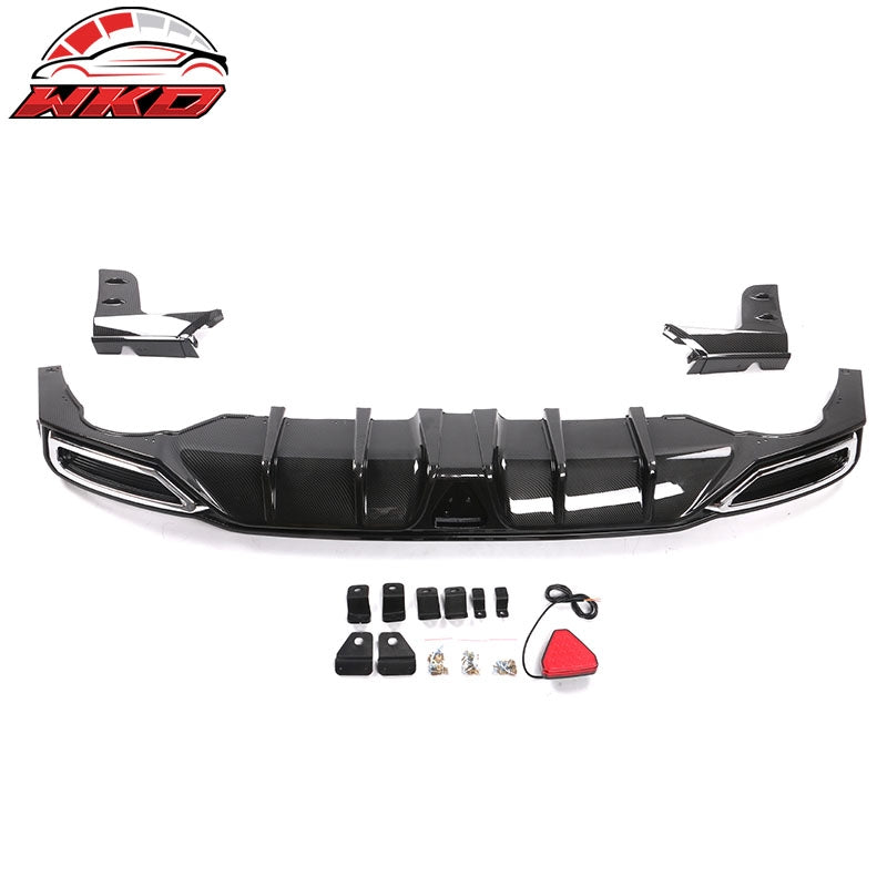 For 22-26 Civic Sport LX EX-L Carbon Fiber Print Rear Diffuser W/ Corner Spat PP