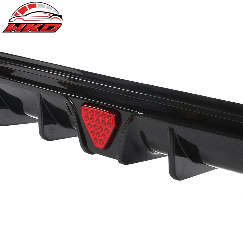 For 22-26 Civic Sport LX EX-L Carbon Fiber Print Rear Diffuser W/ Corner Spat PP