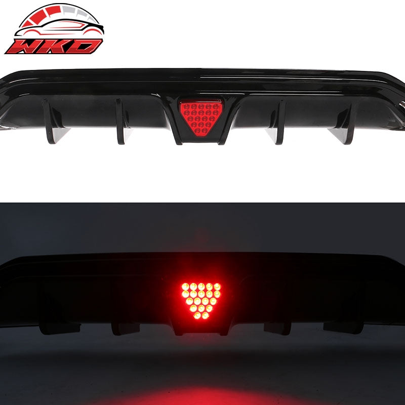 For 22-26 Civic Sport LX EX-L Gloss Black Rear Bumper Diffuser W/ Corner Spat PP