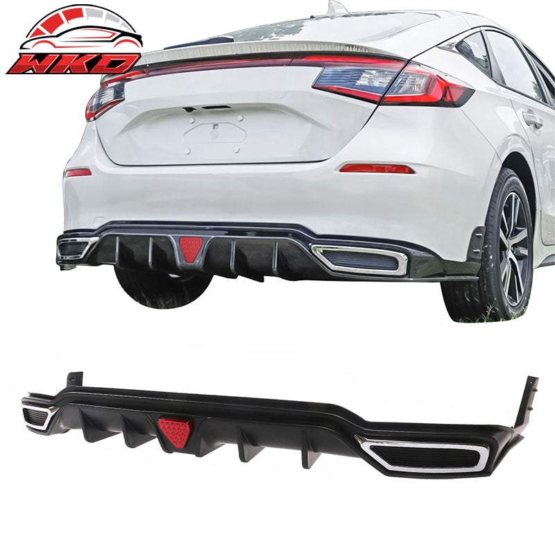 Wholesale For 22-26 Civic Sport LX EX-L Matte Black Rear Bumper Diffuser W/ Corner Spat PP