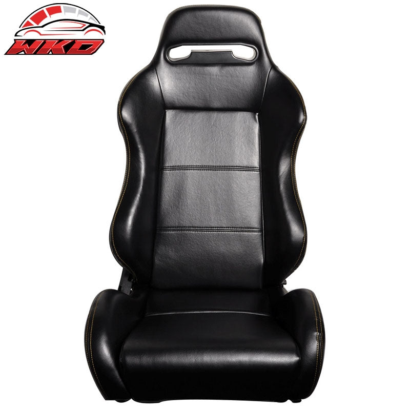 Black PVC Leather Slider Cockpit Racing Seat Gaming Chair & Bracket