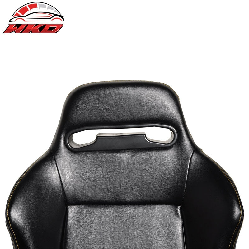 Black PVC Leather Slider Cockpit Racing Seat Gaming Chair & Bracket