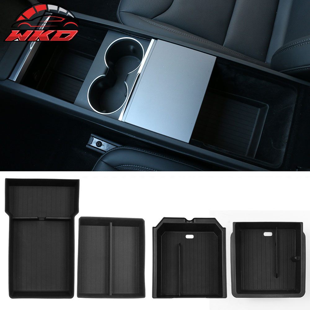 Fits 24-25 Tesla Model 3/Y Lower Upper Center Armrest + Console Storage Box 6PCS