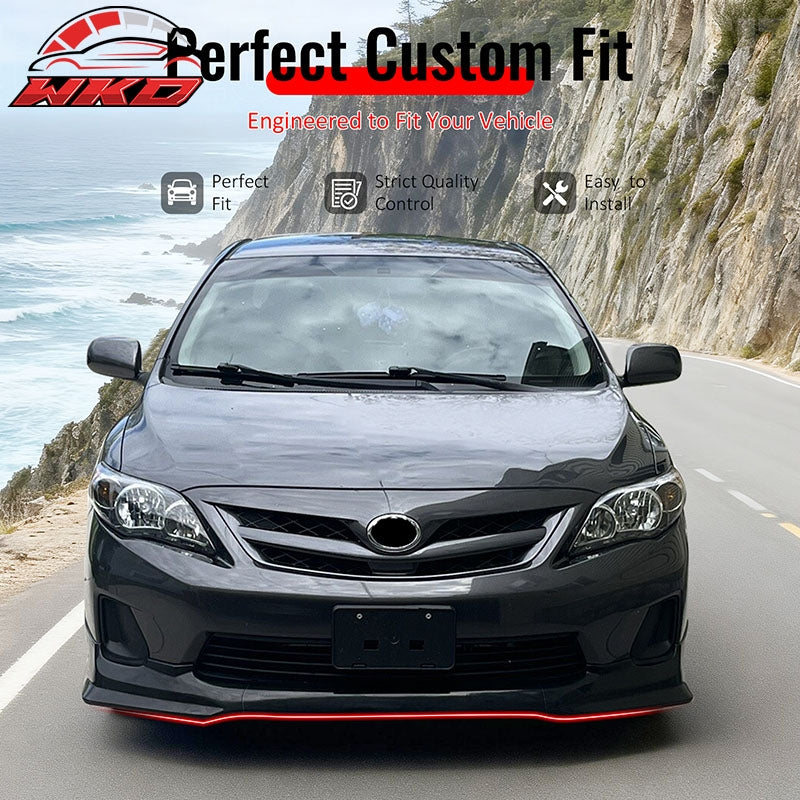 Wholesale 11-13 Corolla T Style Front Bumper Lip Chin Spoiler Carbon Fiber Print 3PCS - Wikond Auto