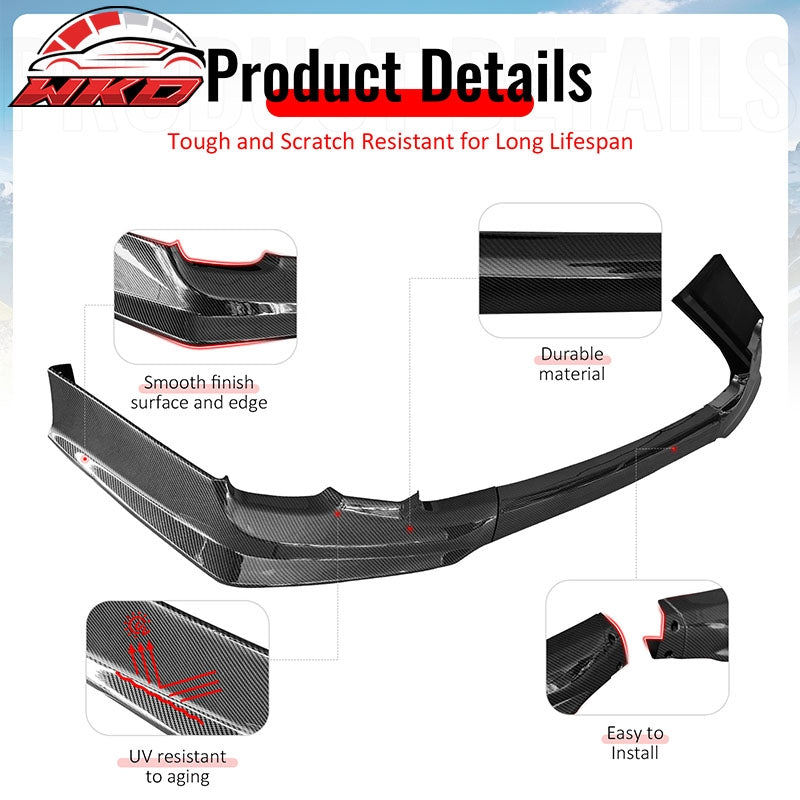 Wholesale 11-13 Corolla T Style Front Bumper Lip Chin Spoiler Carbon Fiber Print 3PCS - Wikond Auto