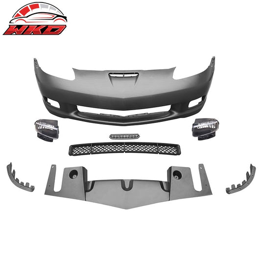 Wholesale 05-13 Corvette C6 Base Front Bumper Cover Z06 Conversion Assembly +Foglight - Wikond Auto