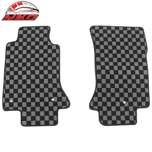 Wholesale 05-13 Corvette C6 Floor Mats Non-Slip Carpets Checkered Black Gray Plaid - Wikond Auto