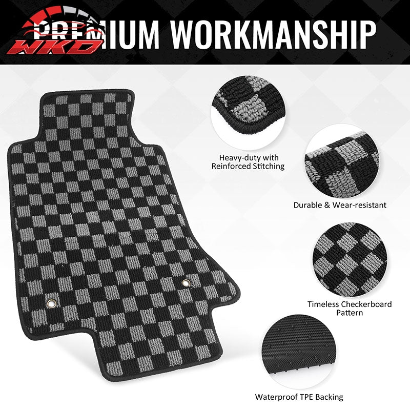 Wholesale 05-13 Corvette C6 Floor Mats Non-Slip Carpets Checkered Black Gray Plaid - Wikond Auto