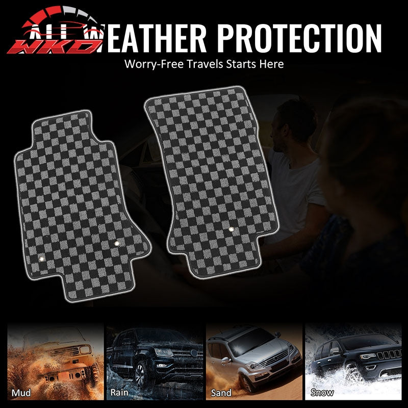 Wholesale 05-13 Corvette C6 Floor Mats Non-Slip Carpets Checkered Black Gray Plaid - Wikond Auto