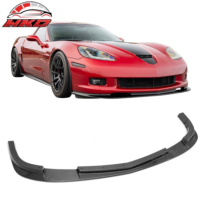 Wholesale 06-13 Corvette C6 Front Bumper Lip ZR1 Style 3PC Spoiler Carbon Fiber Print - Wikond Auto