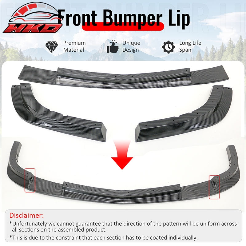Wholesale 06-13 Corvette C6 Front Bumper Lip ZR1 Style 3PC Spoiler Carbon Fiber Print - Wikond Auto