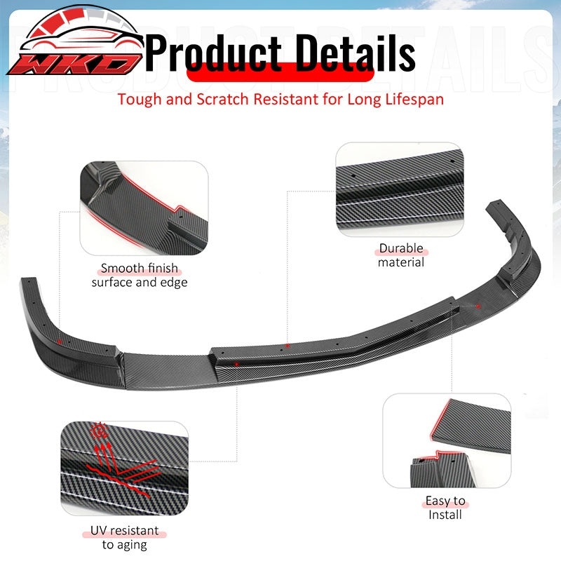 Wholesale 06-13 Corvette C6 Front Bumper Lip ZR1 Style 3PC Spoiler Carbon Fiber Print - Wikond Auto
