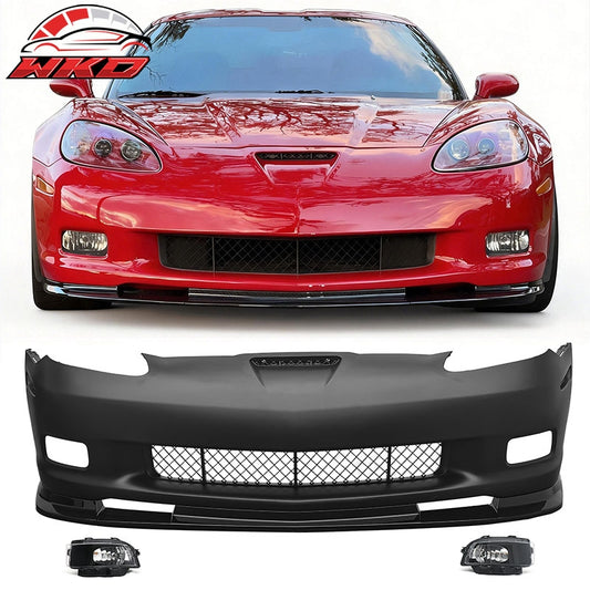 Wholesale For 06-13 Corvette C6 Z06 Front Bumper Cover Conversion Foglight Gloss Black Lip - Wikond Auto