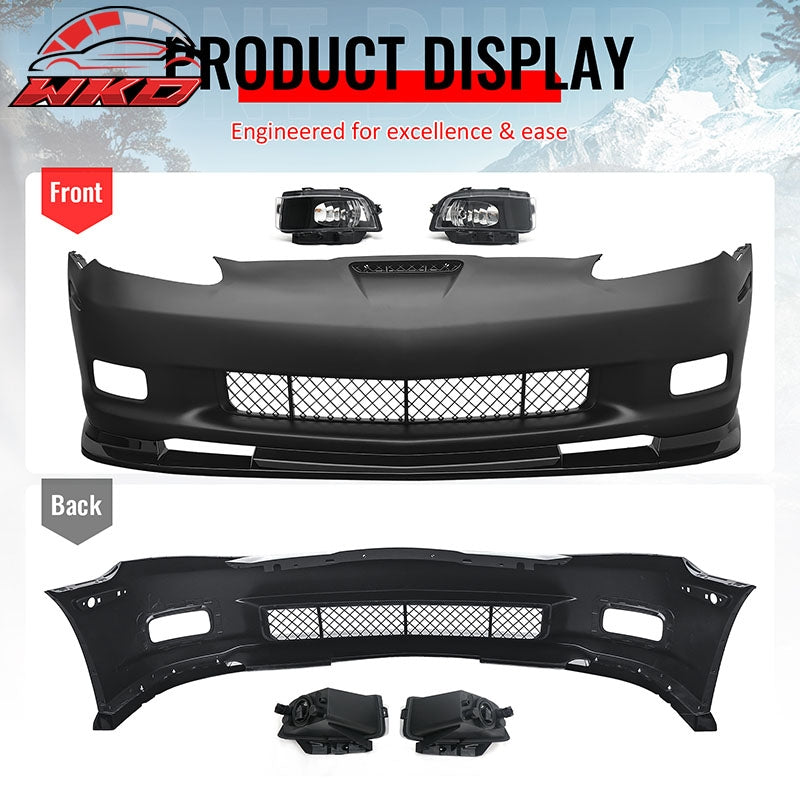 Wholesale For 06-13 Corvette C6 Z06 Front Bumper Cover Conversion Foglight Gloss Black Lip - Wikond Auto