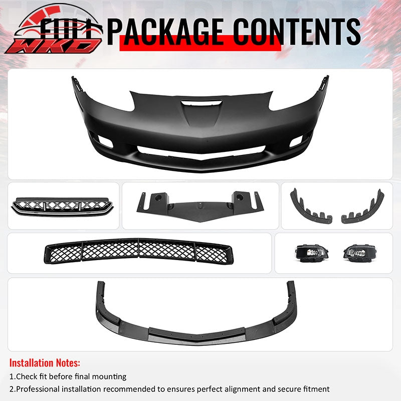 Wholesale For 06-13 Corvette C6 Z06 Front Bumper Cover Conversion Foglight Gloss Black Lip - Wikond Auto