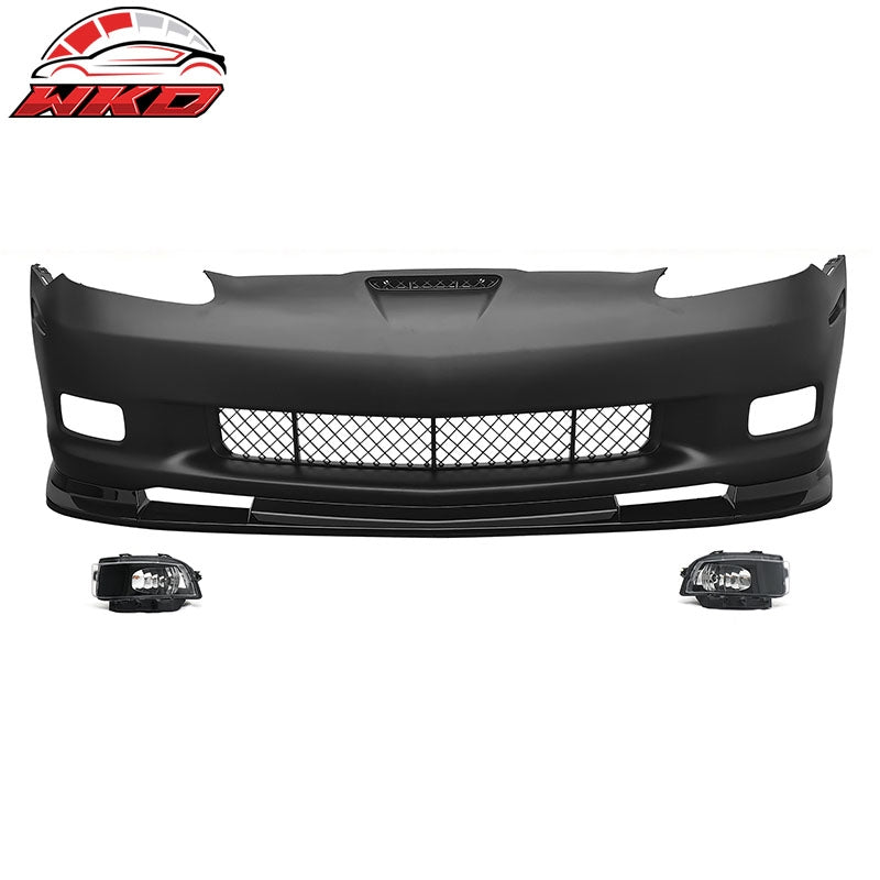 Wholesale For 06-13 Corvette C6 Z06 Front Bumper Cover Conversion Foglight Gloss Black Lip - Wikond Auto