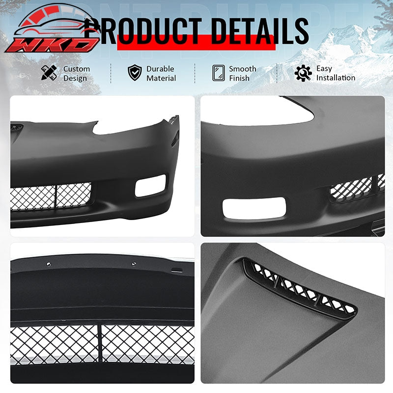 Wholesale 06-13 Corvette C6 Z06 Front Bumper Cover Foglight Carbon Fiber Print Lip - Wikond Auto