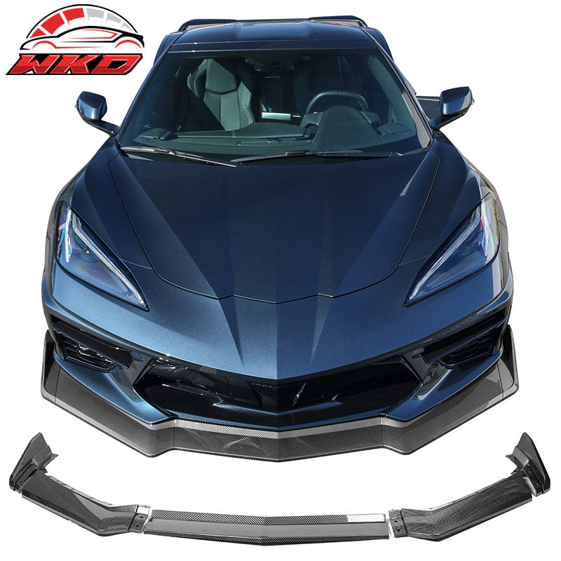 Wholesale 20-26 Chevy Corvette C8 ABS Front Bumper Lip Spoiler 5PC Carbon Fiber Print