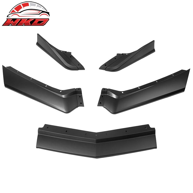 Fits 20-26 Chevy Corvette C8 ABS Front Bumper Lip Chin Spoiler 5PCS Matte Black