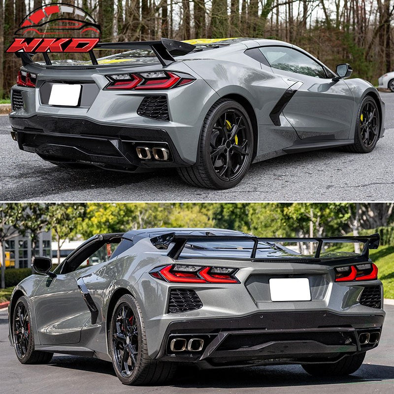 For 20-26 Chevy Corvette C8 Stingray Z51 High Wing Trunk Spoiler Gloss Black ABS